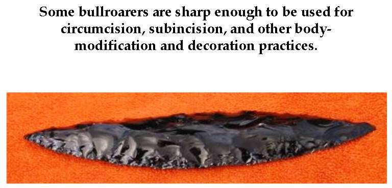 Slide 10 — Bullroarer sizes, shapes, and infrasound